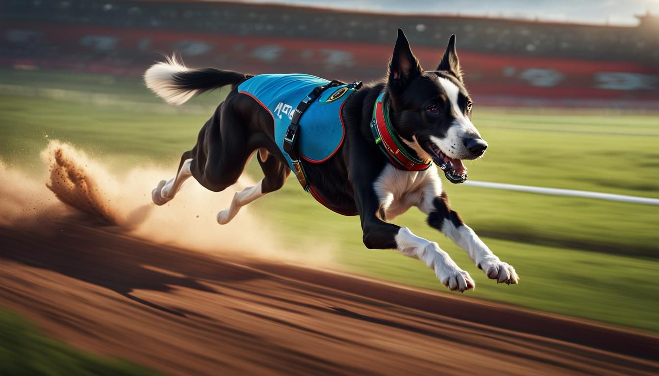 Afghan Hound Racing Dog on Track, Realistic Digital Art