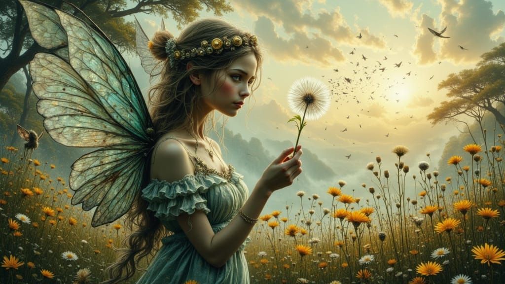 Fairy in Surreal Landscape as Digital Art