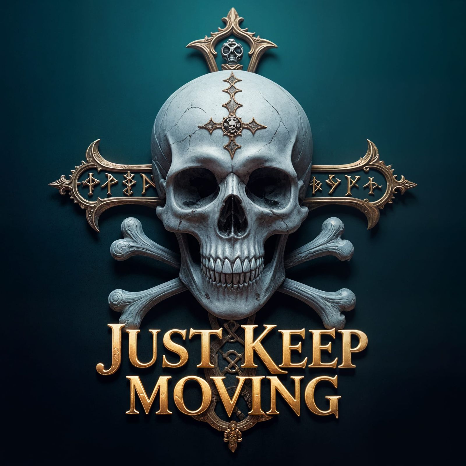 Intricate Skull and Crossbones Concept Art