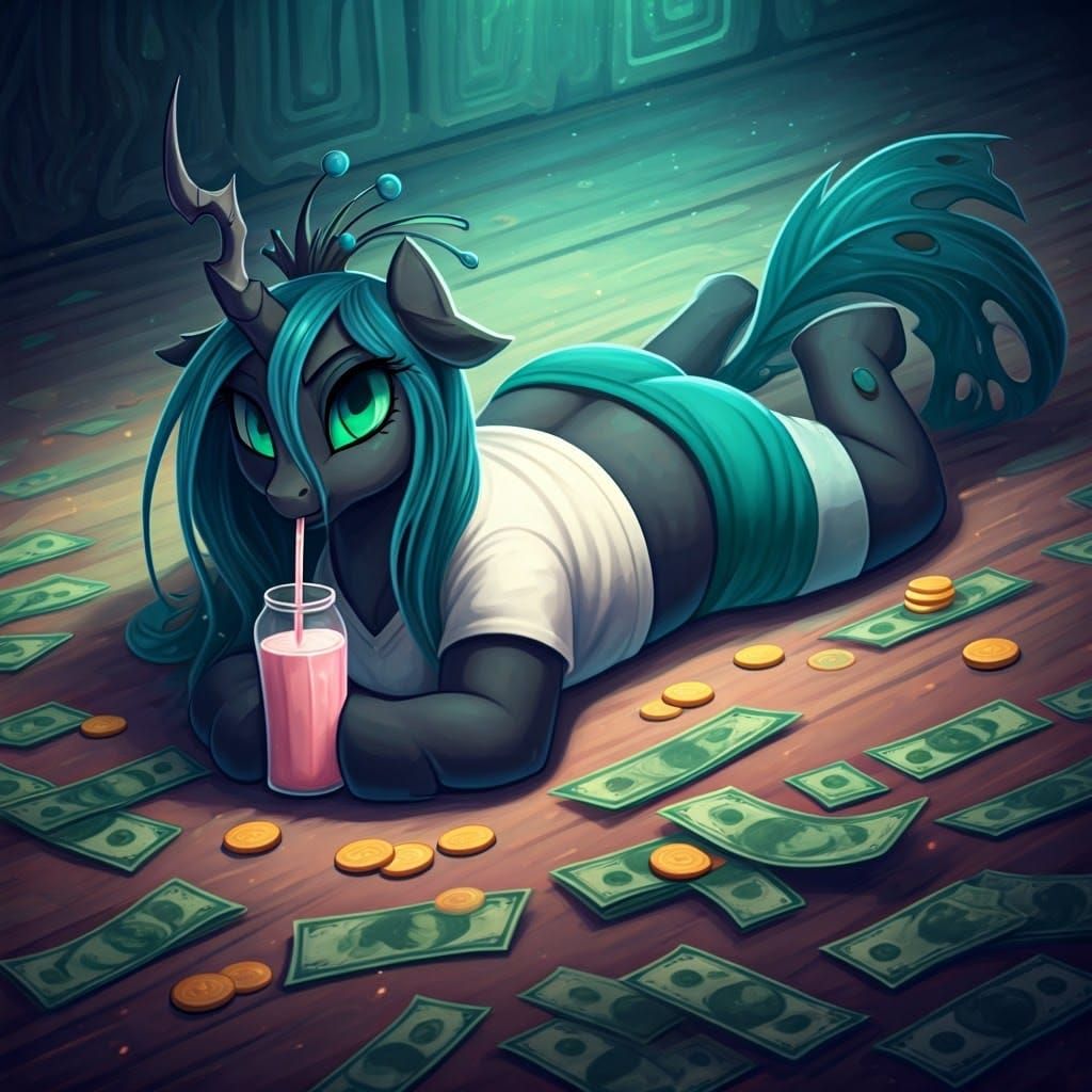 Chubby Changeling Queen Lies on Floor in Hyperrealistic Styl...