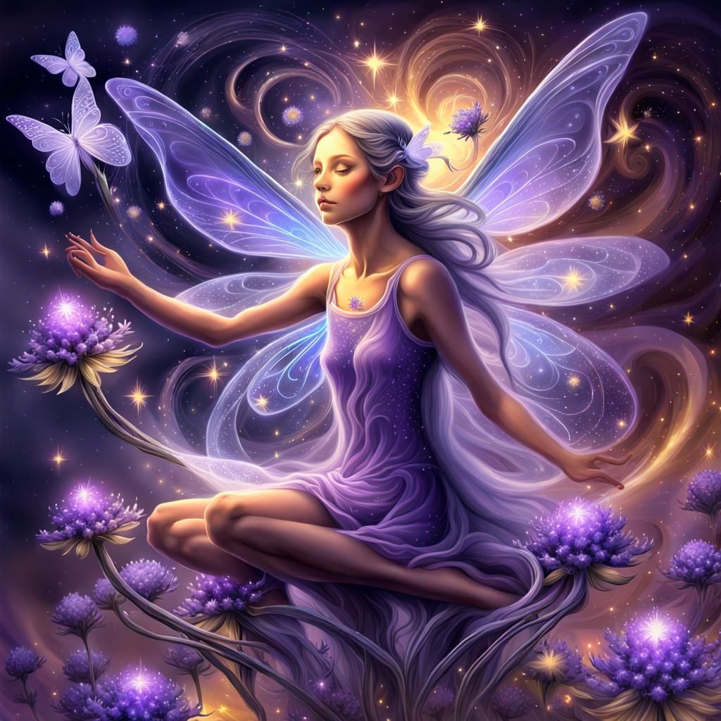 Lavender Fairy in Digital Fantasy Art Style