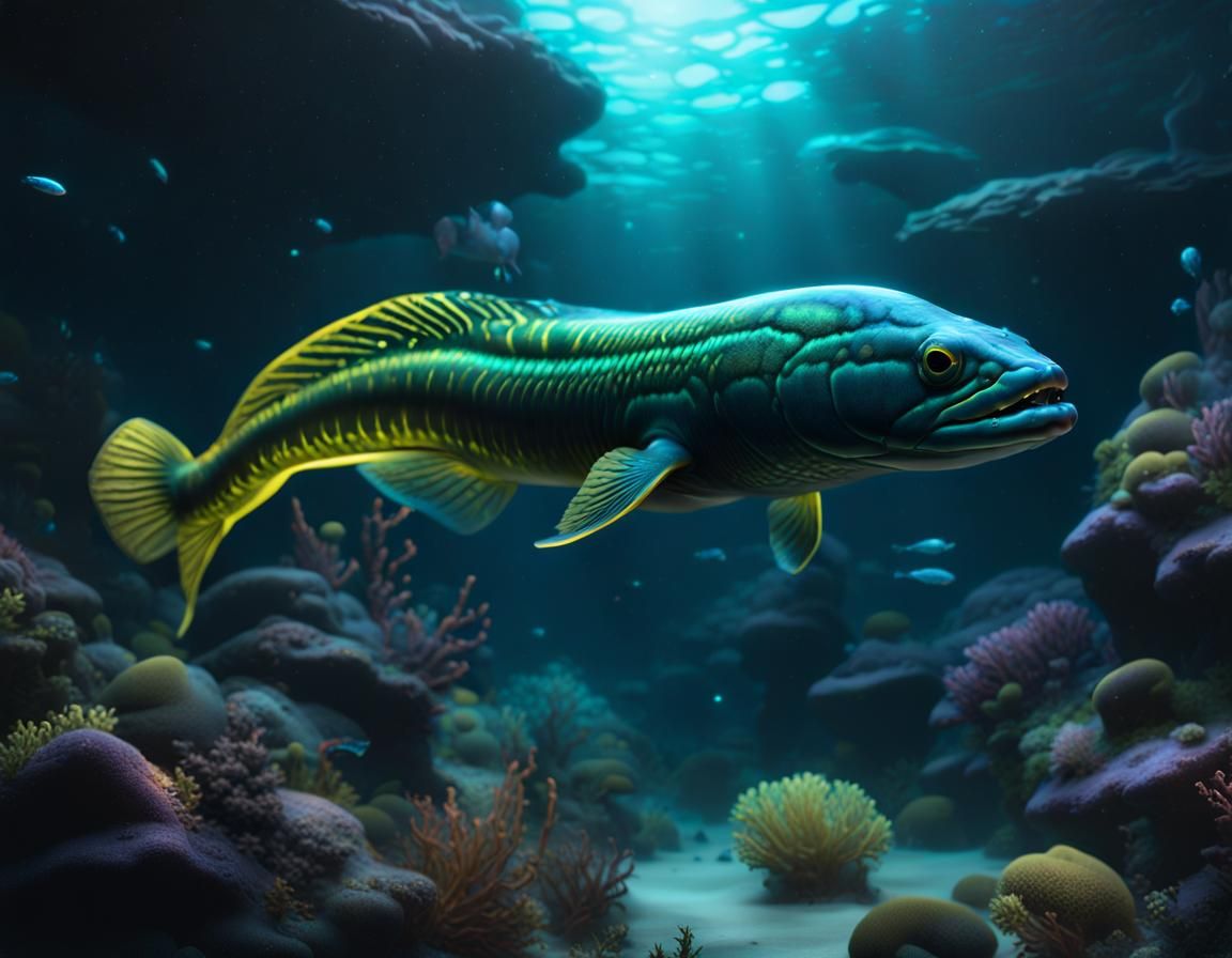 A bioluminescent eel