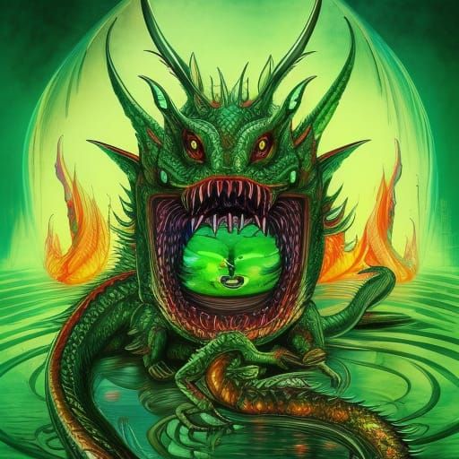 Adorable Dragon with Open Mouth and Big Eyes