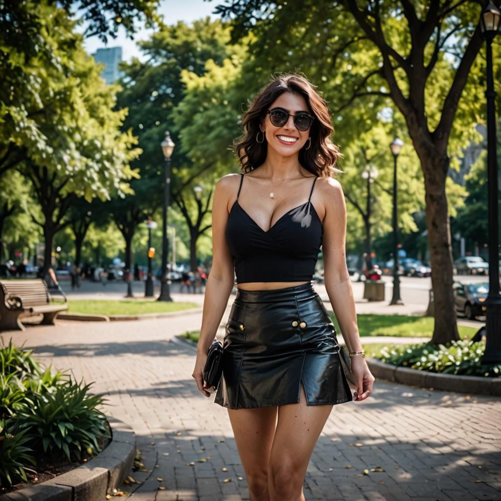 Woman Posing in City Park: Professional Photography