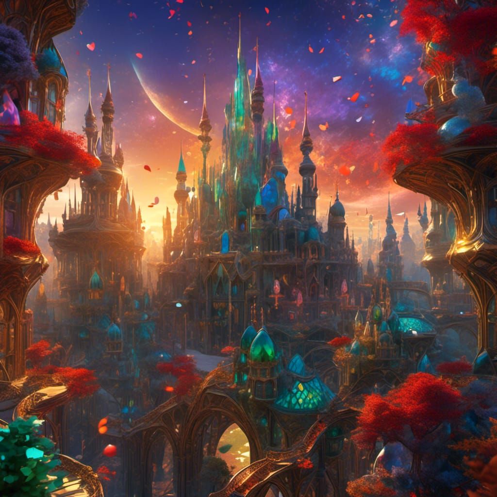 Stained Glass Metropolis in Iridescent Hues