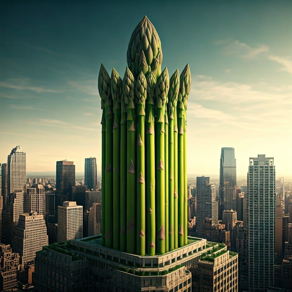 Surreal Futuristic Asparagus Skyscraper