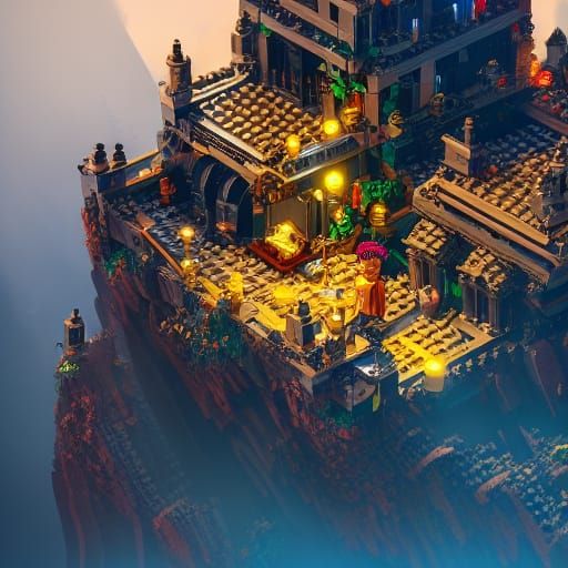 Detailed Lego Bricks in Matte Painting Style