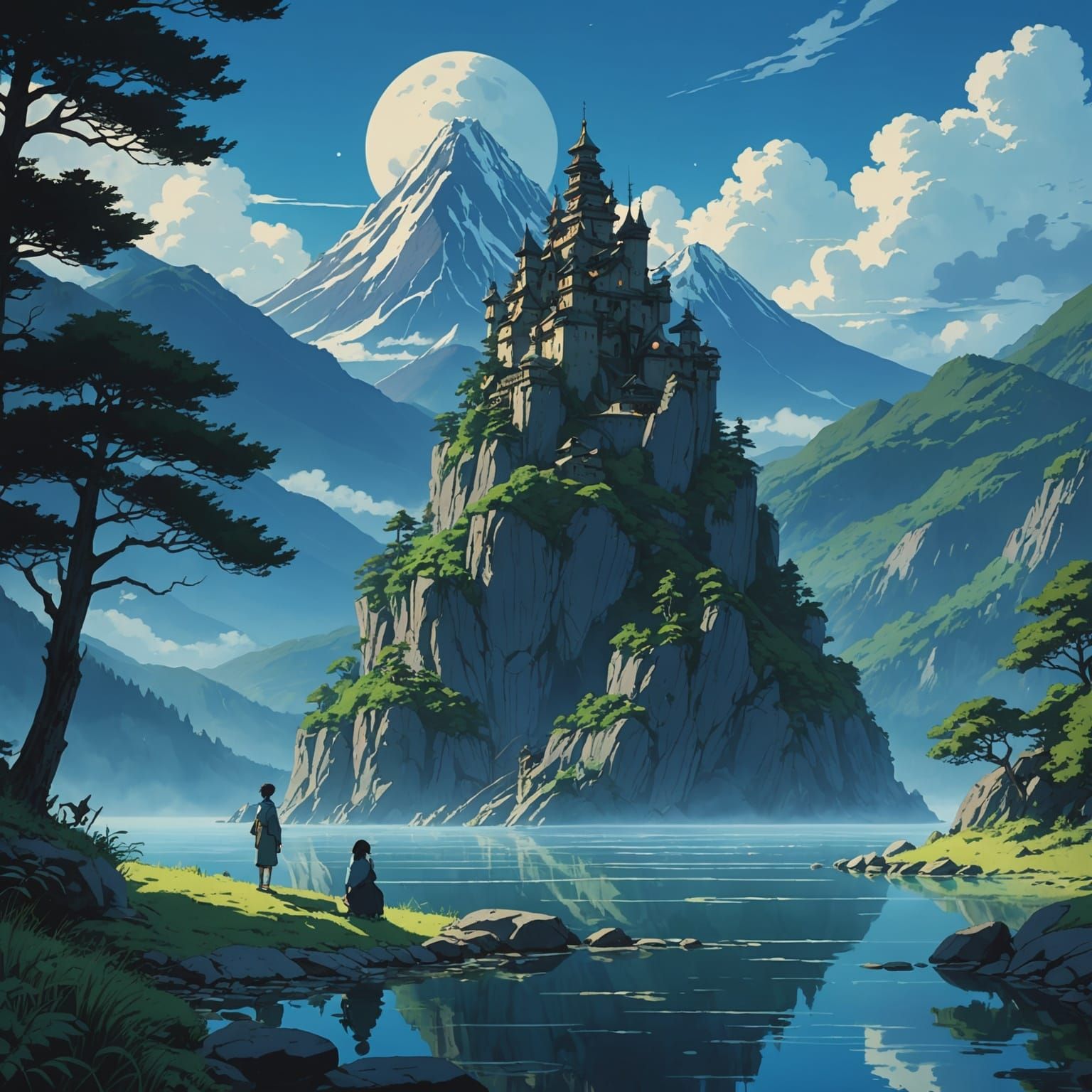 Spirits of the Lake Mountain in Anime Style