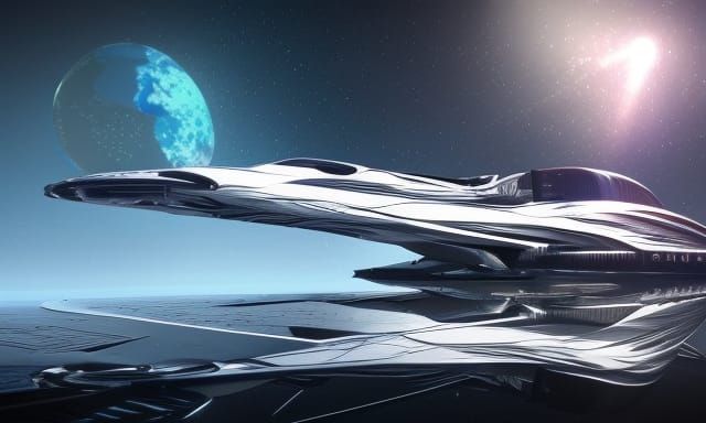 Epic Spaceship Among Nebulae: Sci-Fi Concept Art