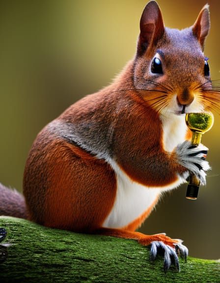 Anthro Squirrel Paladin in Medieval Tavern, Surreal Art