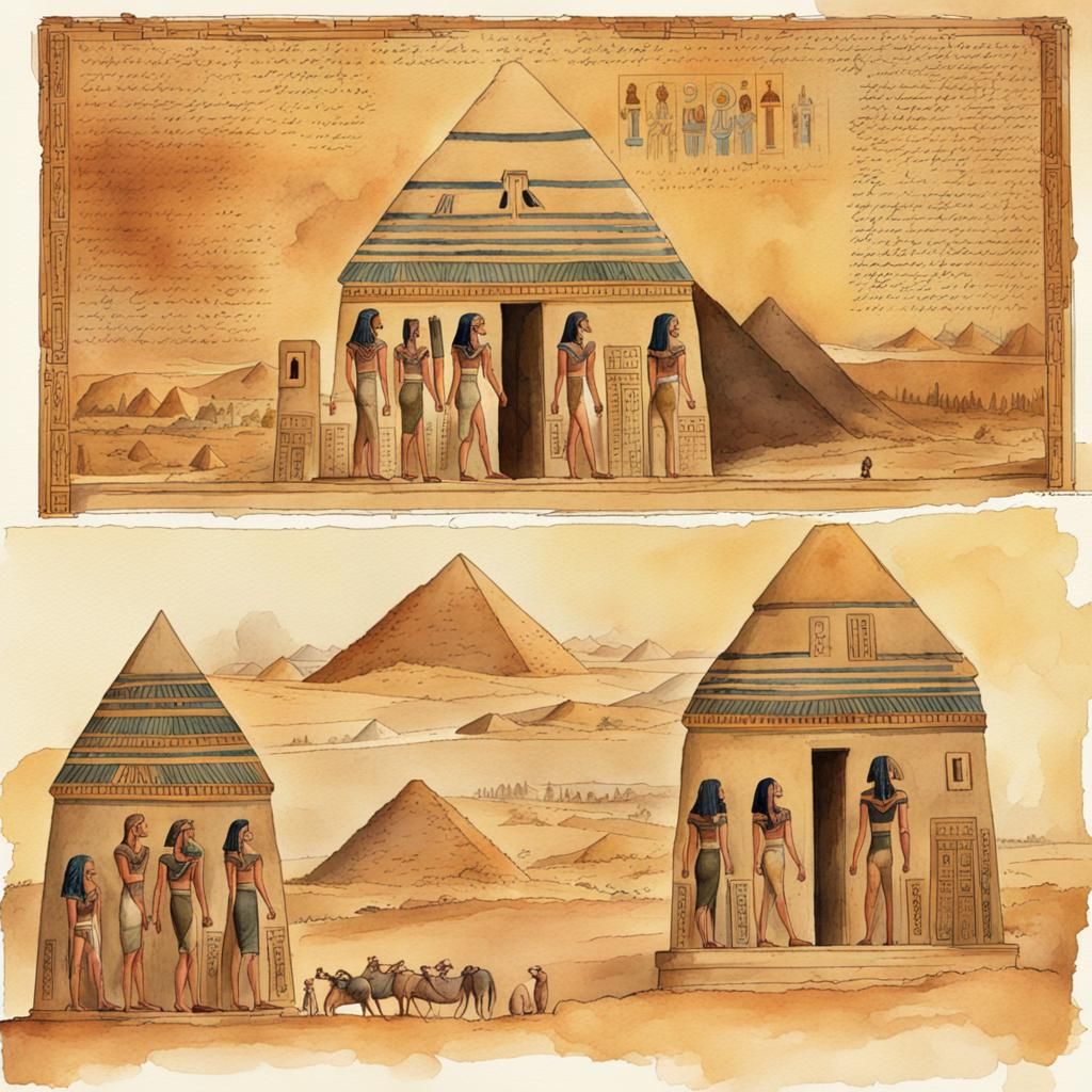 Egyptian Pharaoh in Ancient Temple, Watercolor Style