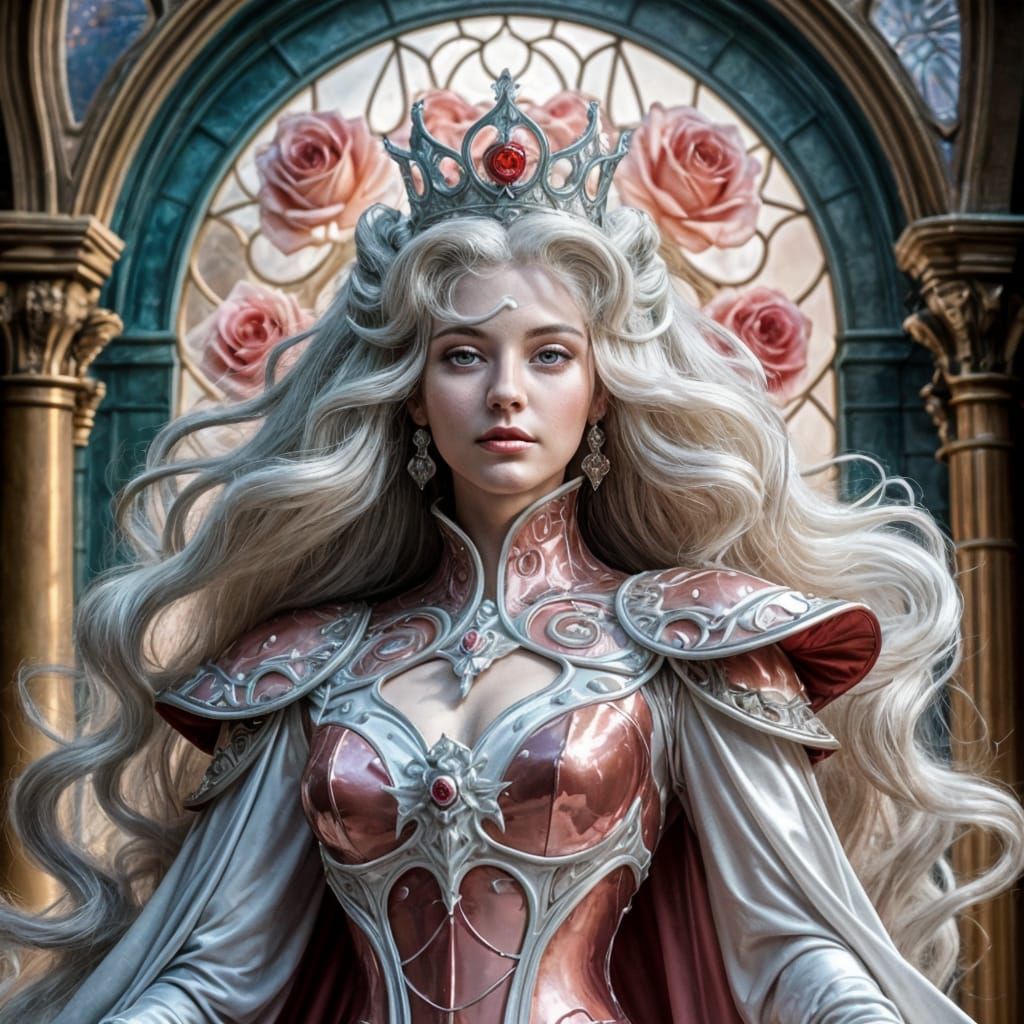 Ethereal Alien Queen with Rococo Crown, Art Nouveau