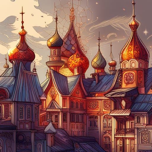 Golden Russian Palace with Intricate Details