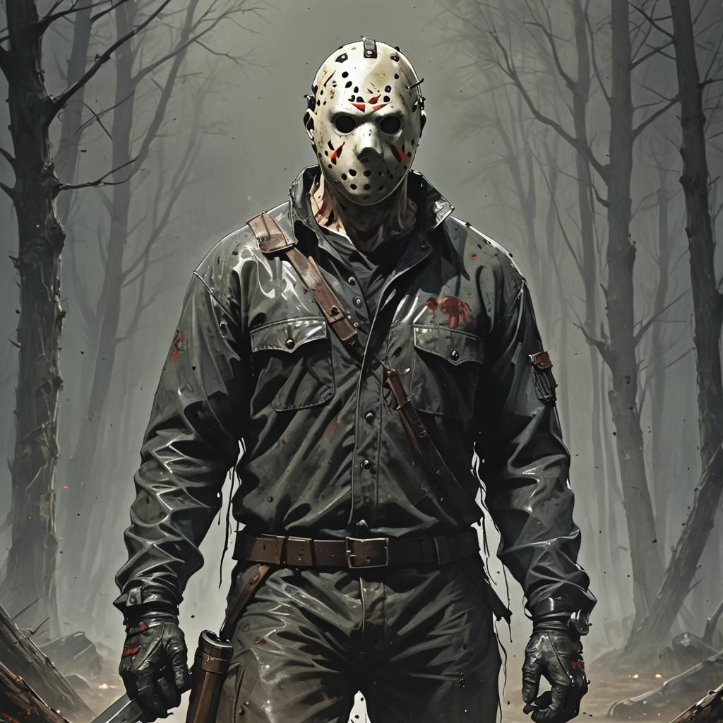 Ominous Jason Voorhees in Macabre Horror Scene