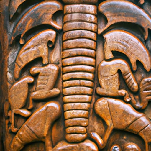 Centipede Totem Pole Carving Lettering
