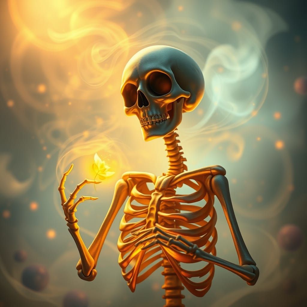 Kind Skeleton in Ethereal Fantasy Mist