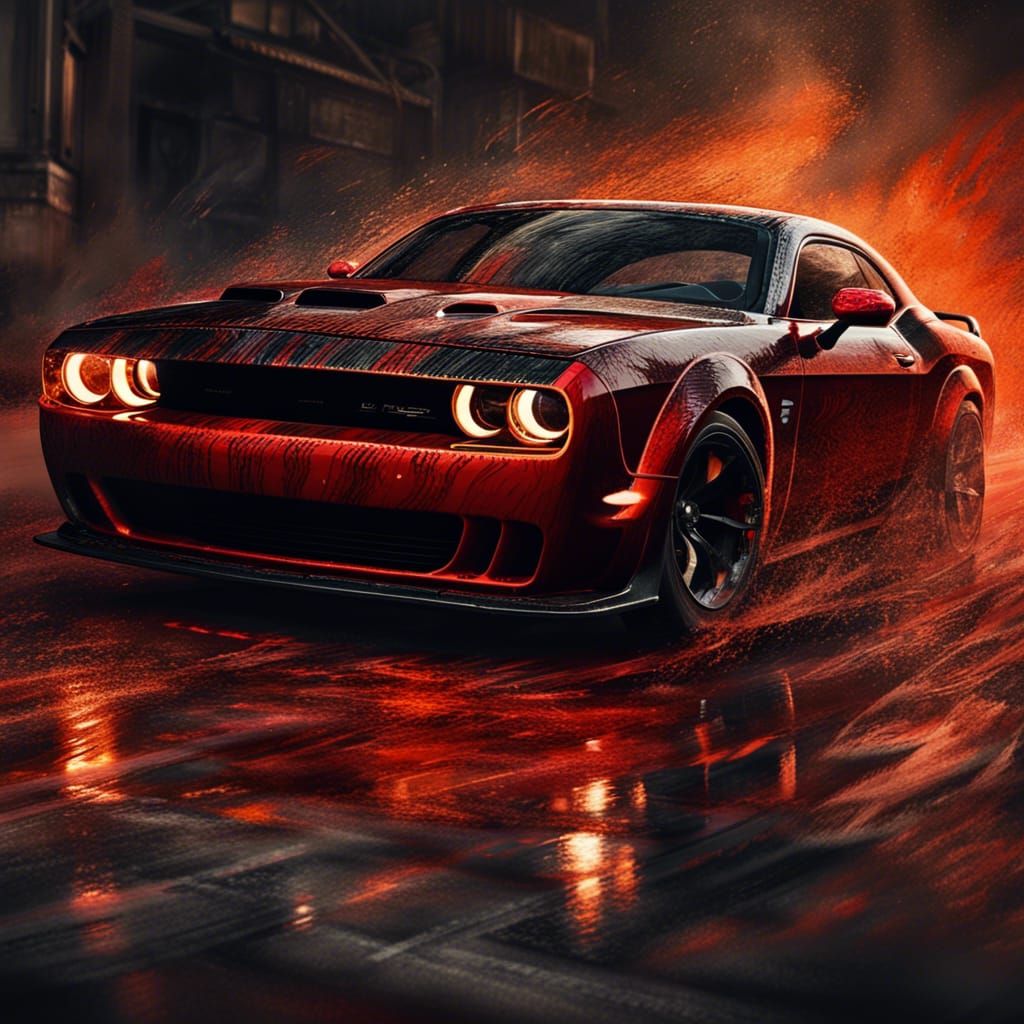 Gothic Impressionist Dodge Challenger Portrait