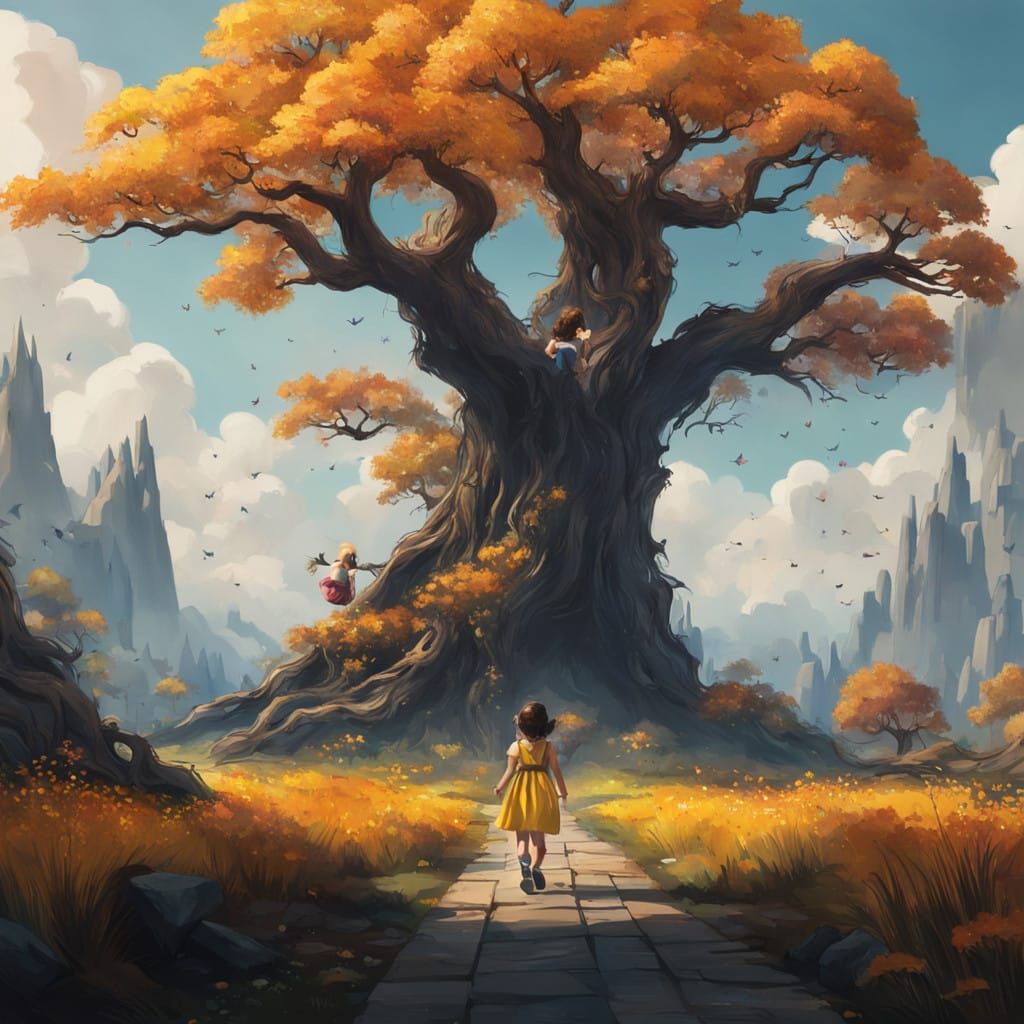 Whimsical Mother-Daughter Reunion in a Vibrant, Dreamlike La...