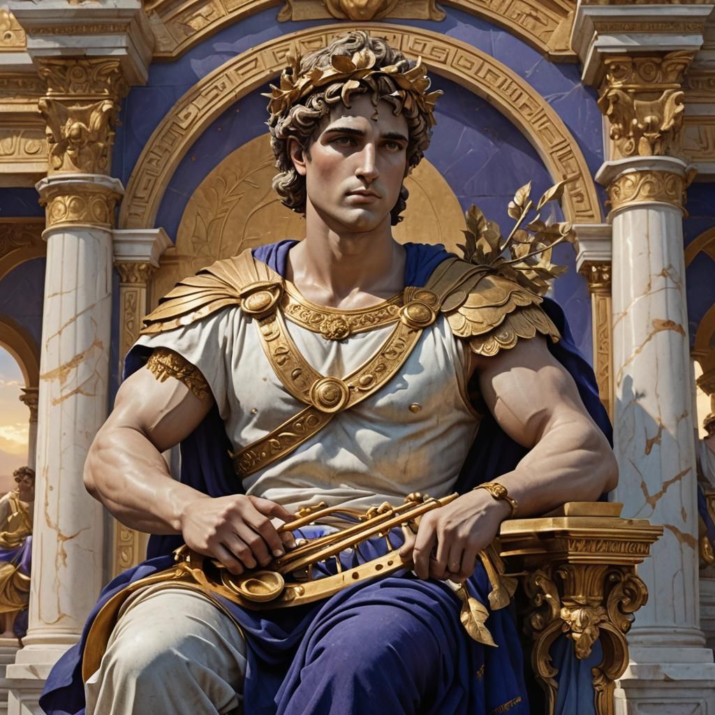 Apollo in Dreamlike Temple: Digital Fantasy Concept Art