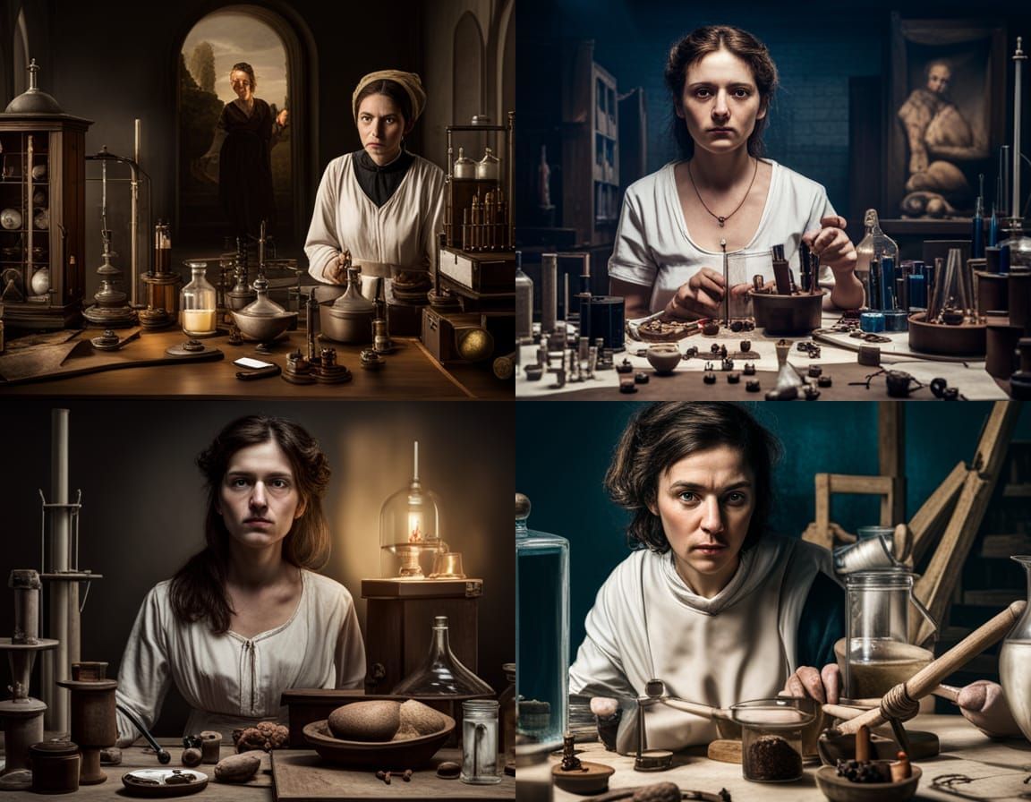 Medieval Lab Scene in Baroque Style