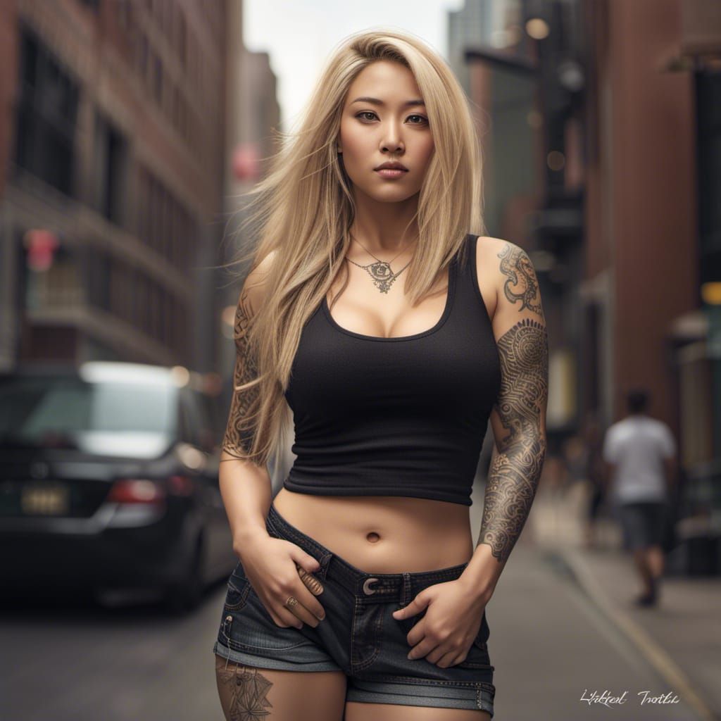 Curvy Blonde Woman in Boston: Hyperrealistic Image
