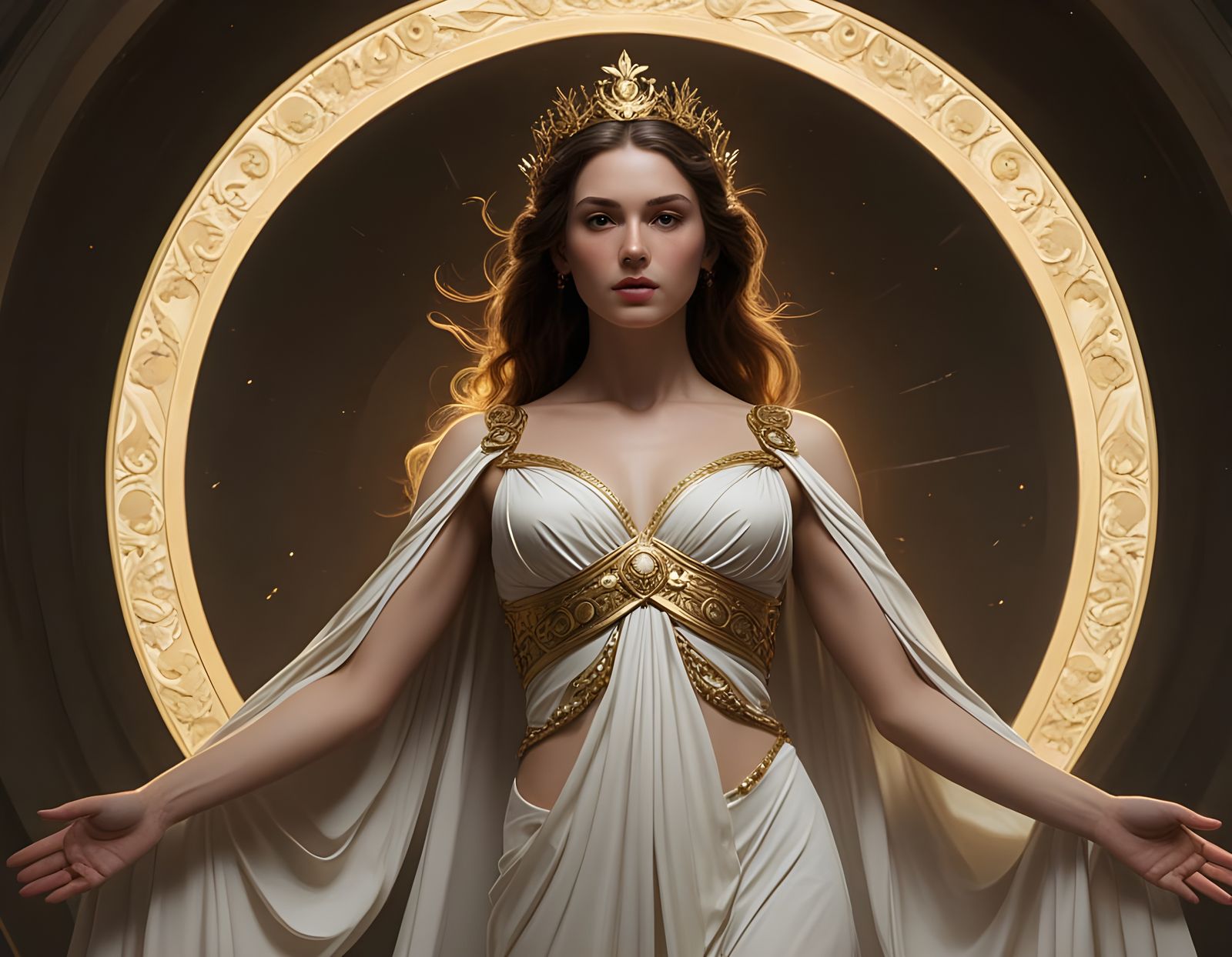 Majestic Hera Reigns in Golden Celestial Realm