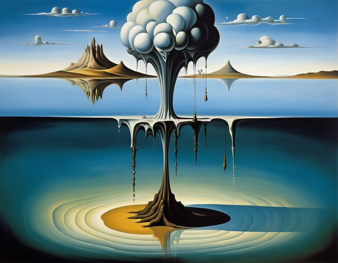 Surreal Melting Landscape in Oil Paint Style