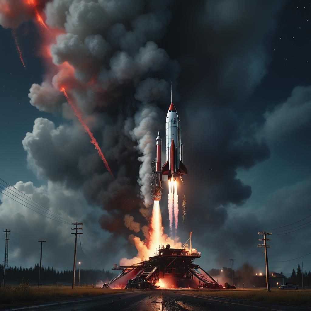 Rocket Launch Concept Art in Cinematic Style