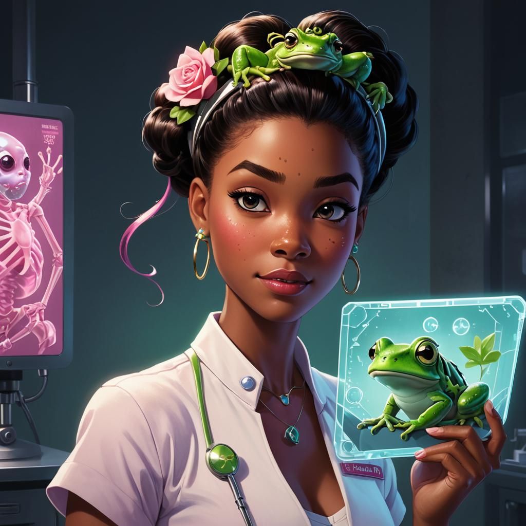 Princess Tiana as Veterinarian in Manga Style