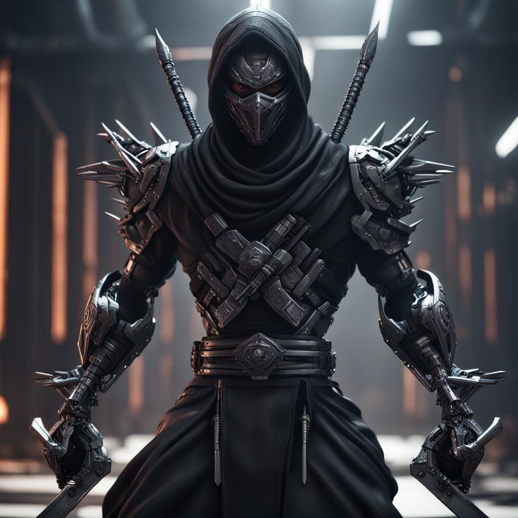 Futuristic Ninja Warrior with Cyberpunk Details