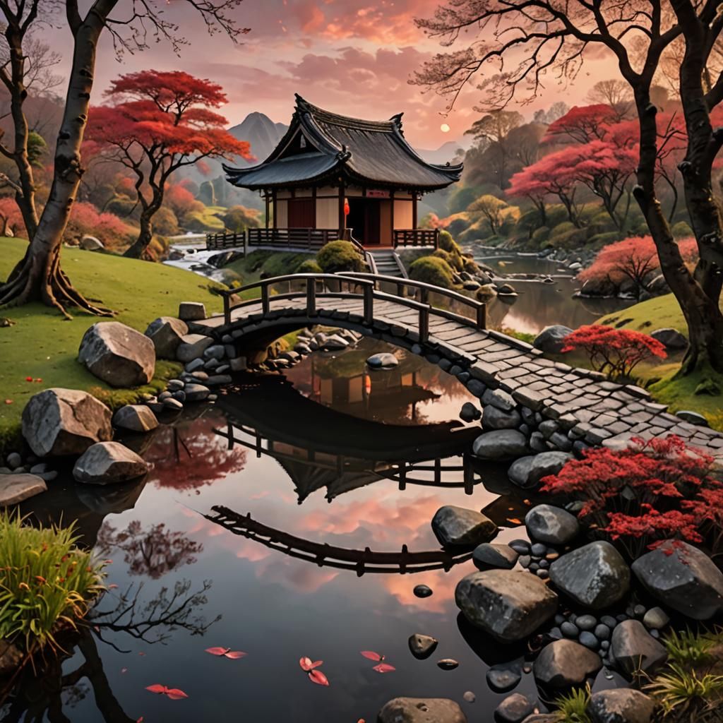 Autumn Wilderness Path to Thatched Cottage