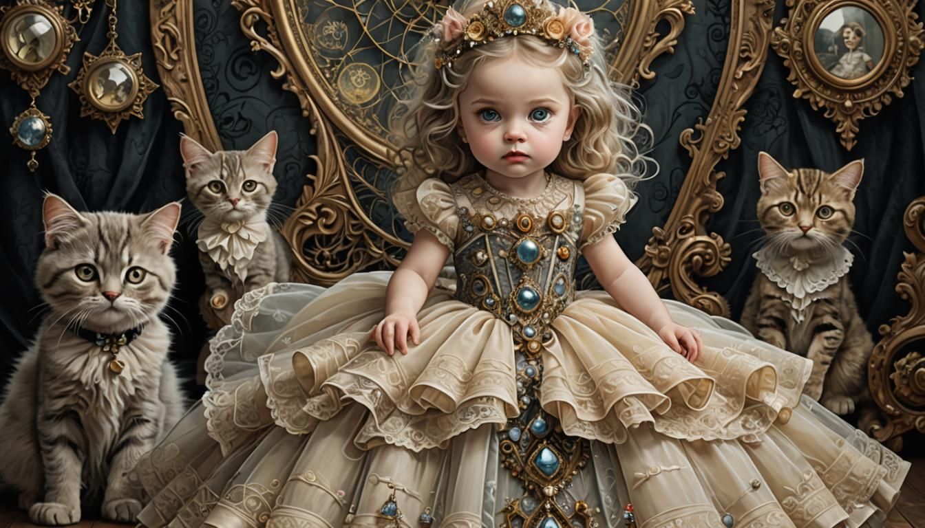 Grumpy Cat Princess in Victorian Style Dress