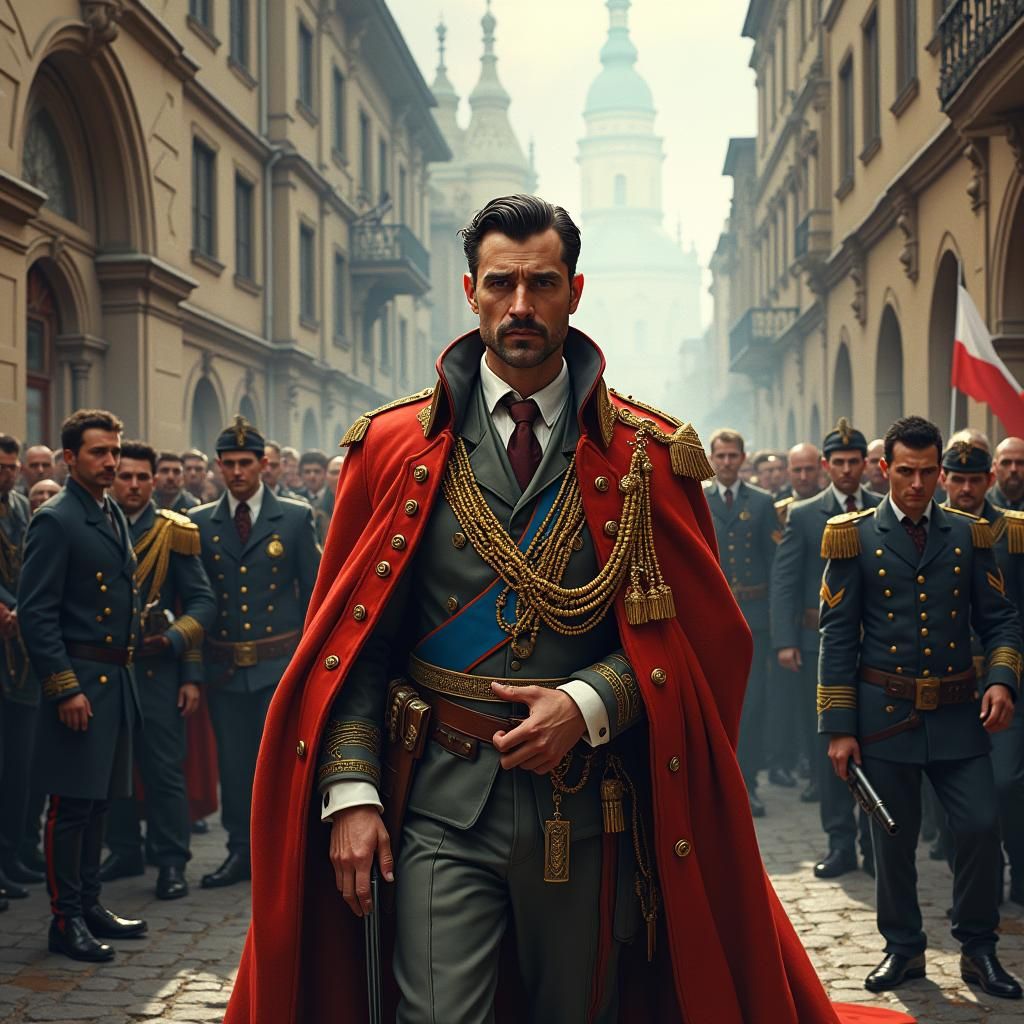 Sarajevo Assassination: Archduke in Baroque Cityscape