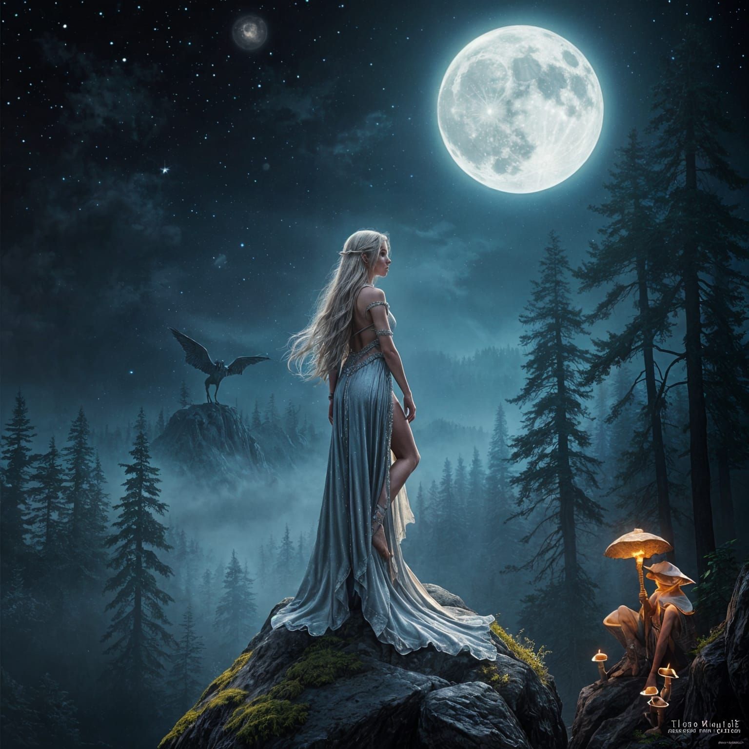 Enchanted Moonlit Realm of a Dreamy Maiden