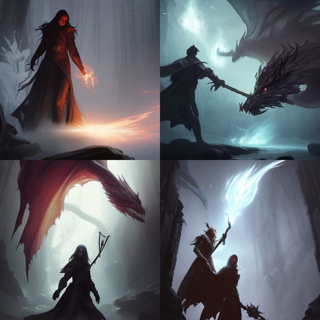 Sorcerer Slaying Dragon with Ice Powers