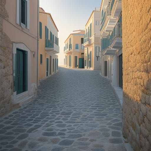 Serene Morning in Greek Harbor