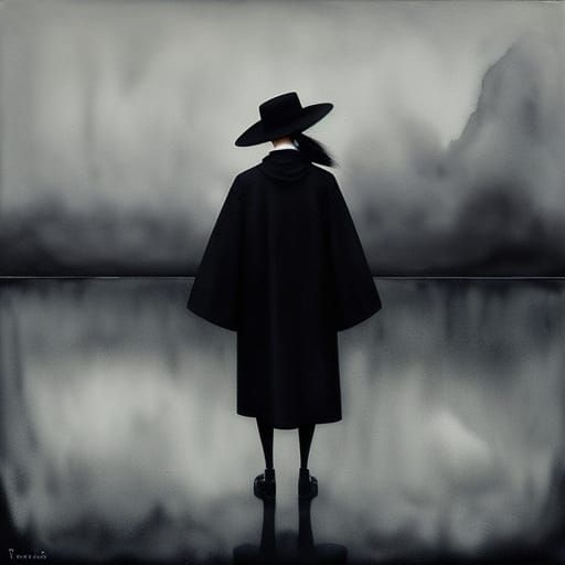 Melancholy Minimalist Landscape in Watercolor Style