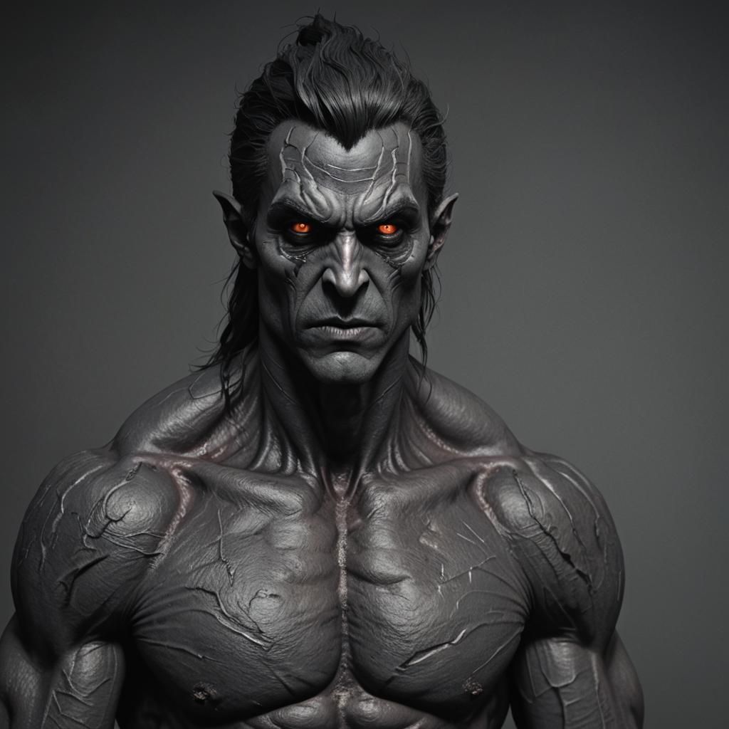 Dark Humanoid Horror Creature with Chiseled Features