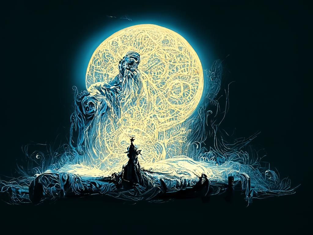 Wizard Casting Sleep Spell with Magic Cosmic Energy