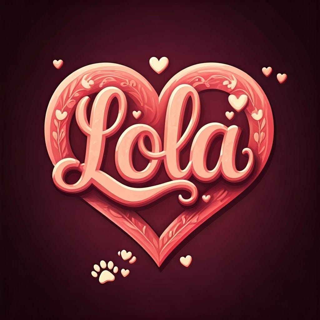 Create 3d heart-themed text making the words (Lola) into a w...