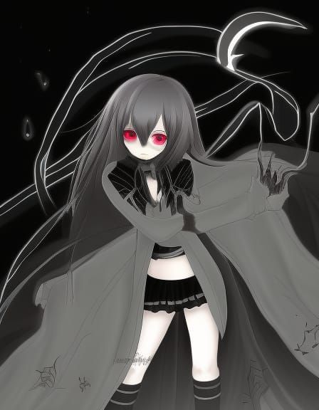 Eerie Anime Girl Portrait with Dark Eyes