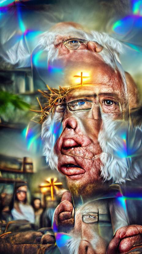 Hyperrealistic Bernie Sanders as Christ: 8k Resolution