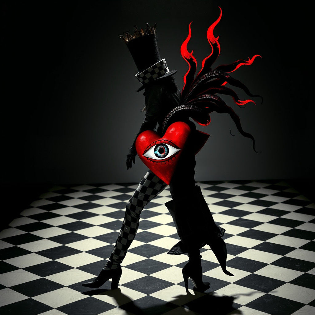Mad Hatter Chessboard Model in Dada Surrealist Style