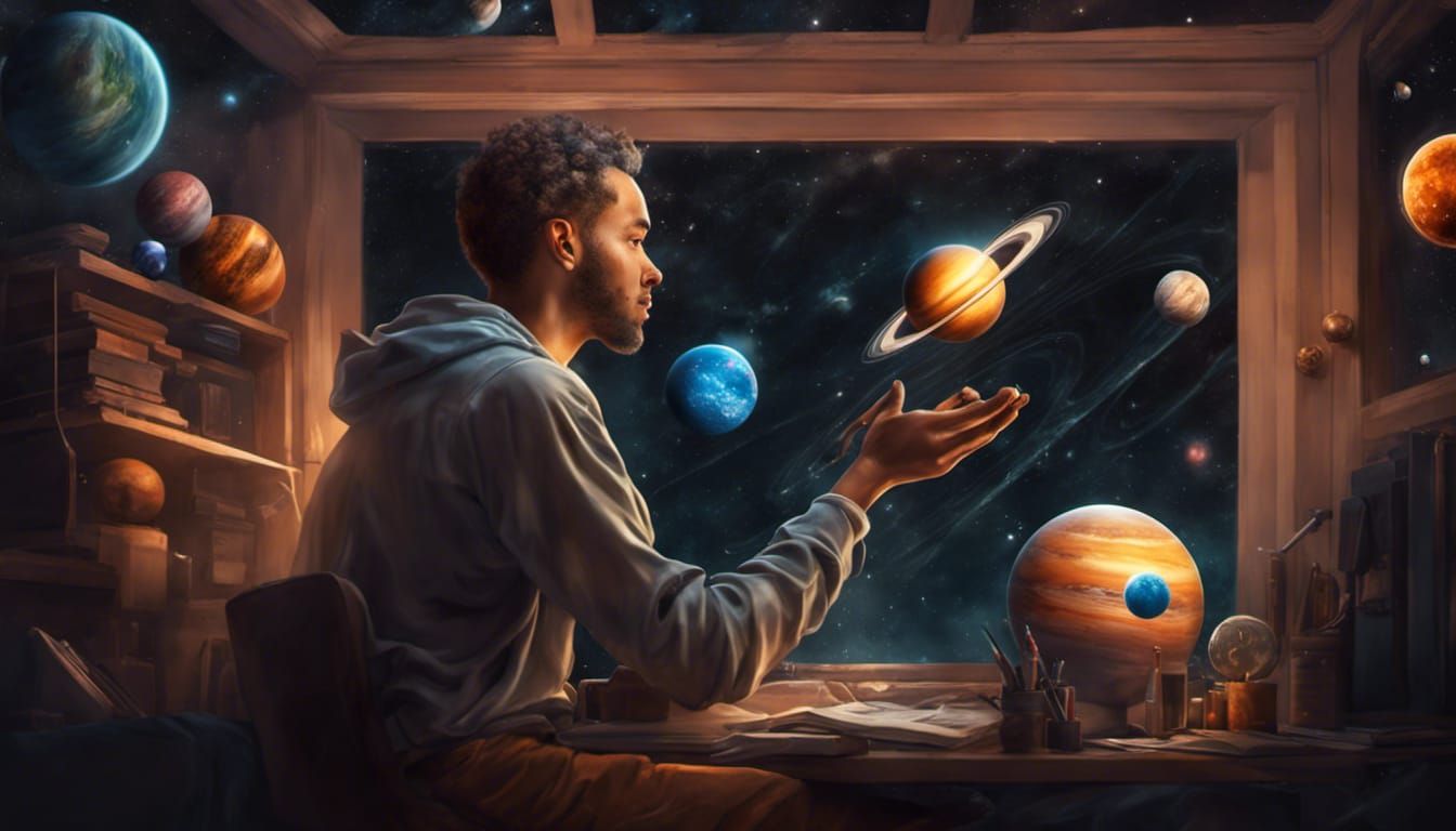 astronomer studying the planets