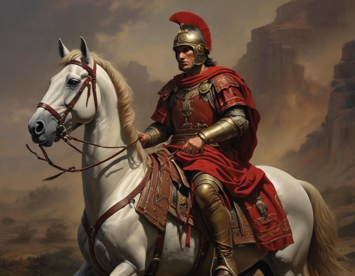 Roman Cavalry Officer: Hyperrealistic Oil Painting