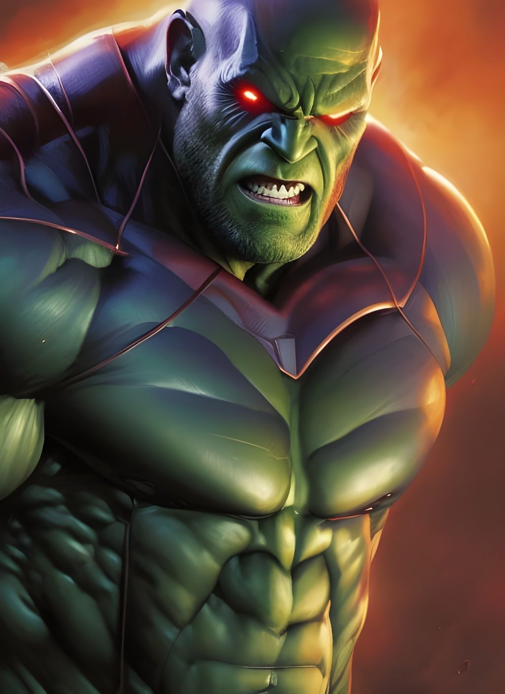 Hulk as Crayon Caricature in Album Art Style