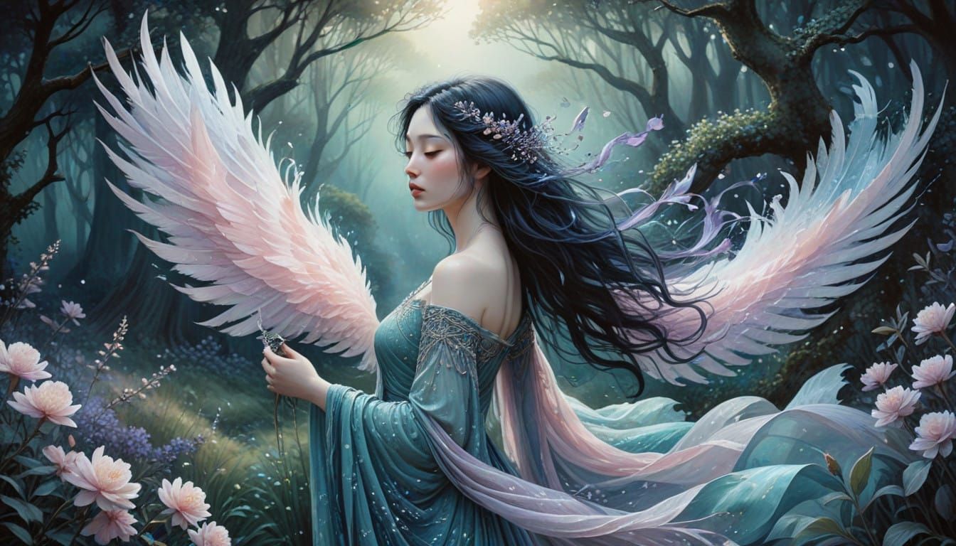 Dreamy Maiden in Enchanted Twilight Realm
