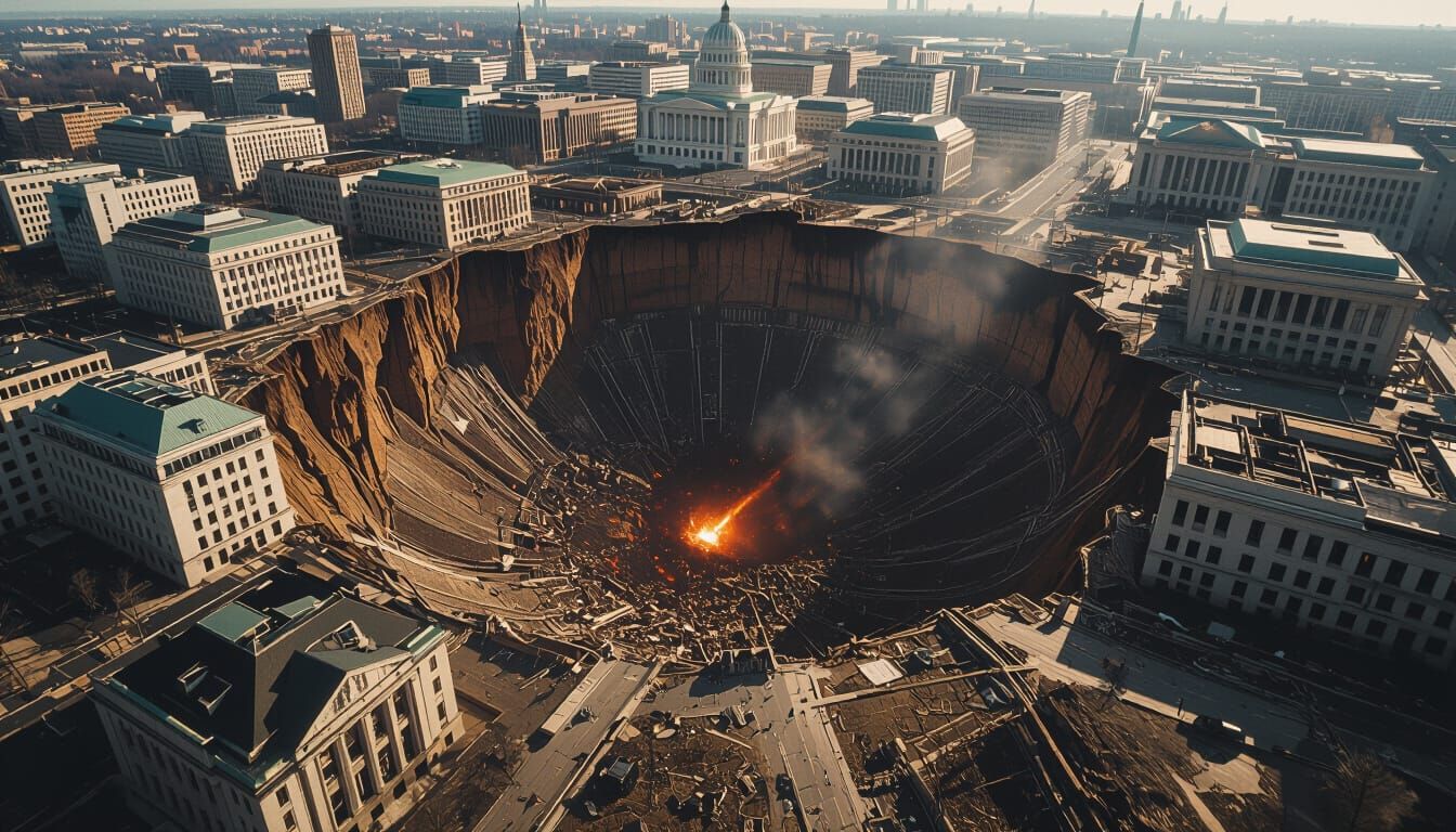 Devastated Washington D.C. After Meteorite Strike
