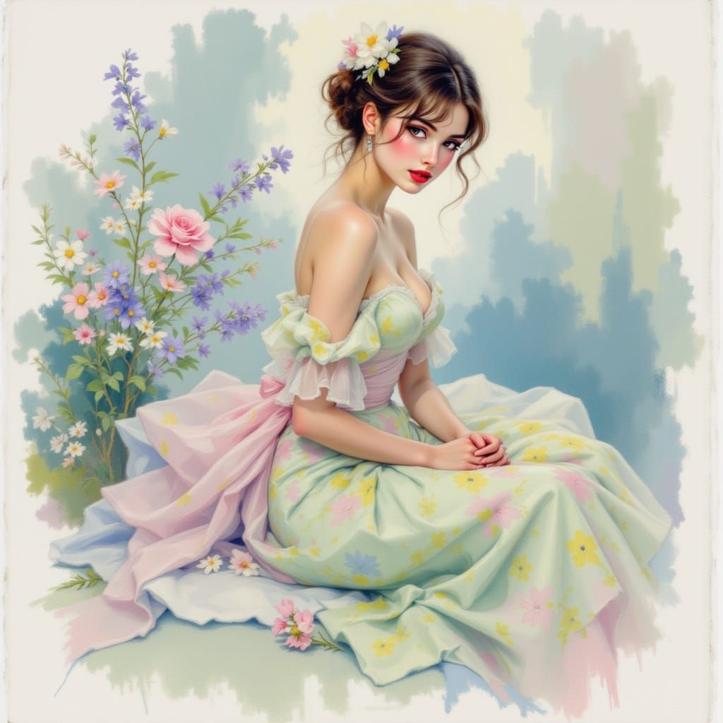 Sultry Spring Goddess Adorns Herself with Soft Pastel Hues