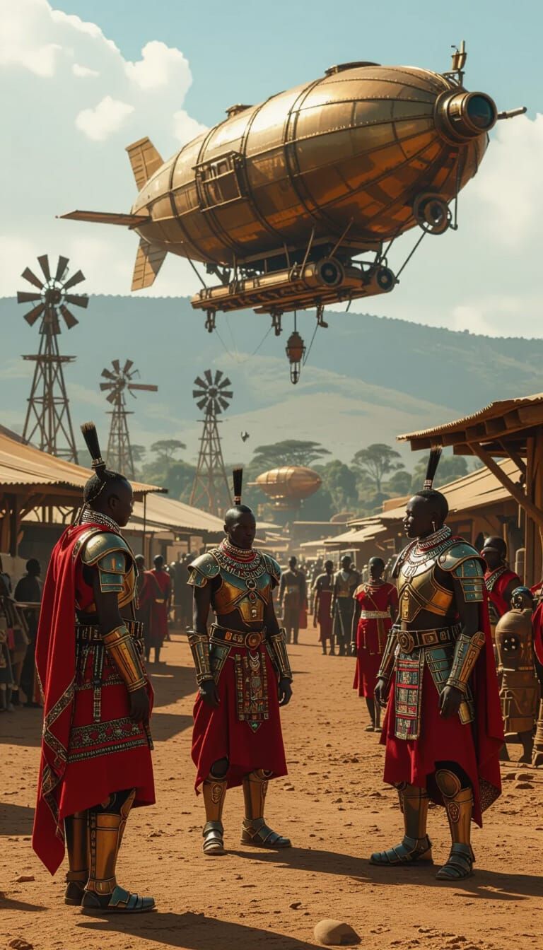 Steampunk Nairobi: Maasai Warriors and Airship Docks